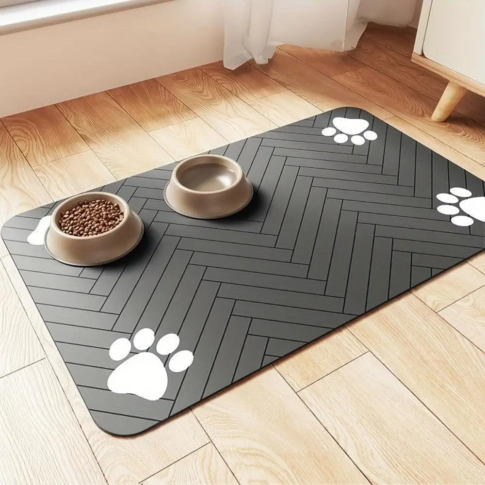 Quick Drying Absorbent Pet Feeding Mat, Non-Slip Rubber
