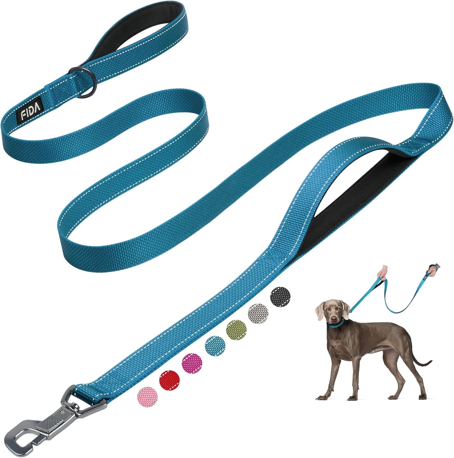 6 FT Heavy Duty Dog Leash with 2 Comfortable Padded Handles