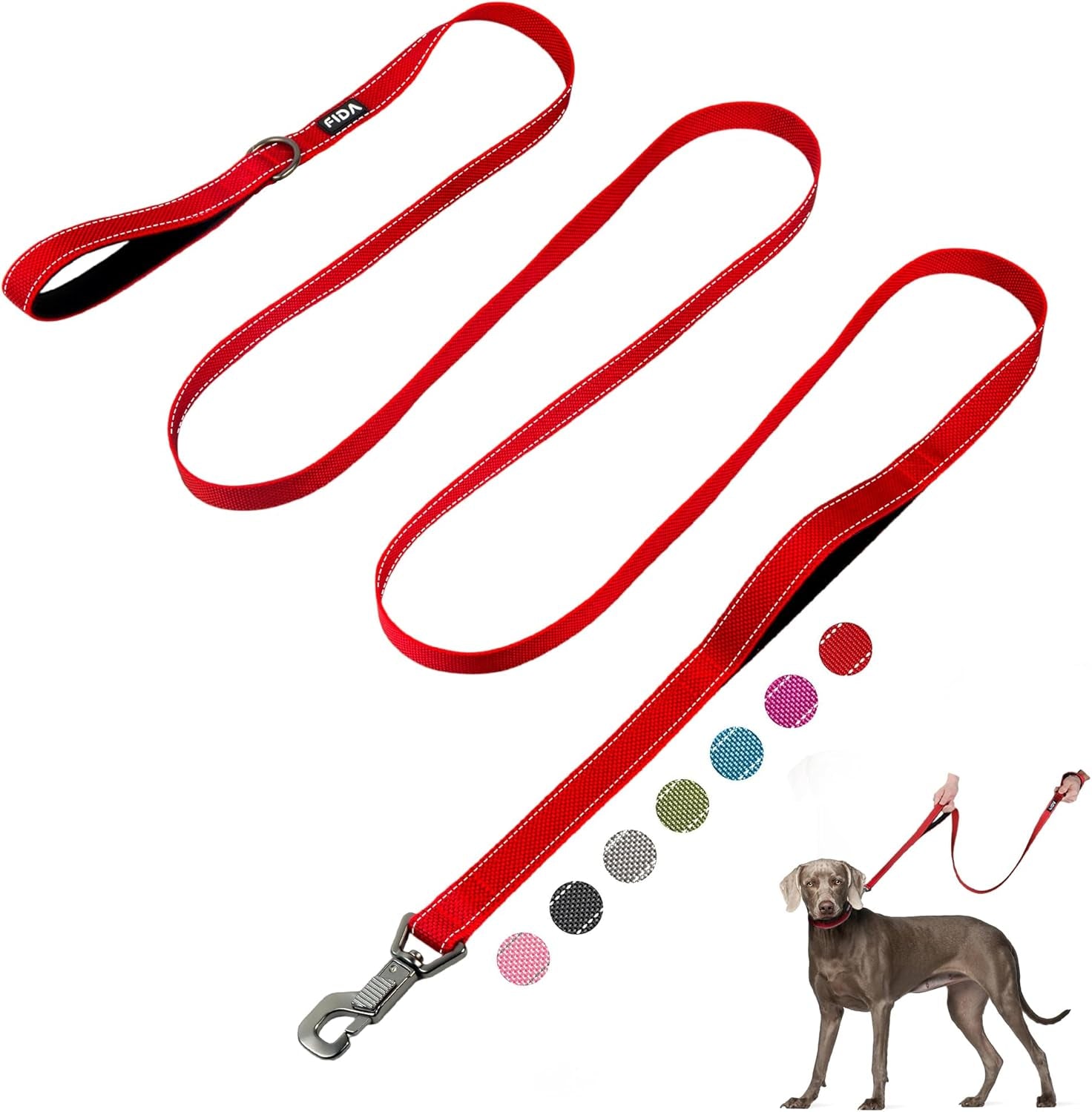 6 FT Heavy Duty Dog Leash with 2 Comfortable Padded Handles