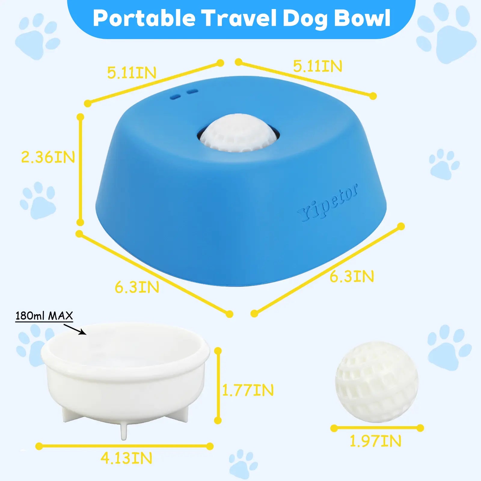Yipetor OrbitLick™ Slow Feeder Bowl – Interactive Rolling Ball Liquid Lick Mat for Dog Enrichment & Nutrition