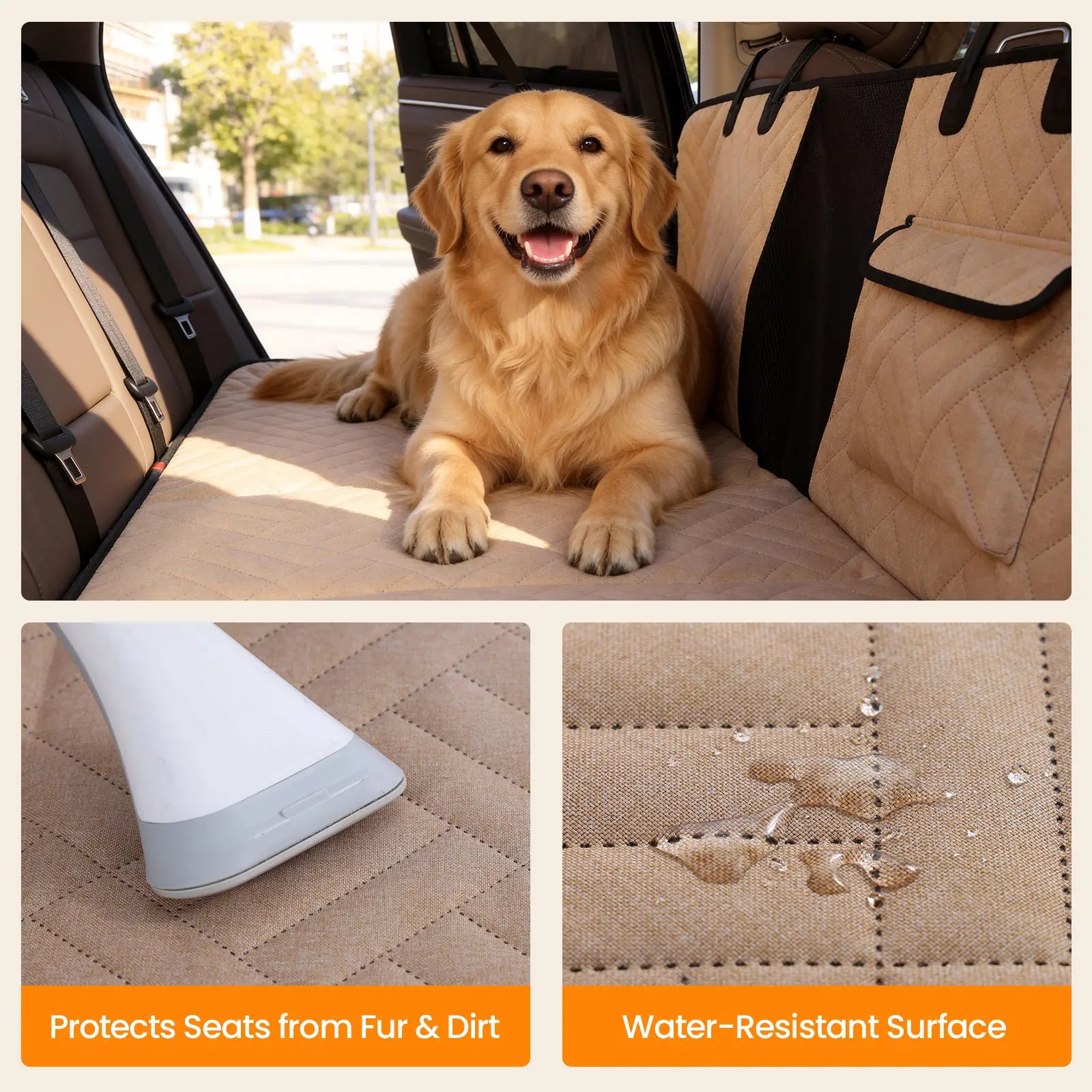 Dog Car Seat Full-Cover Waterproof Back Seat Protector, Foldable
