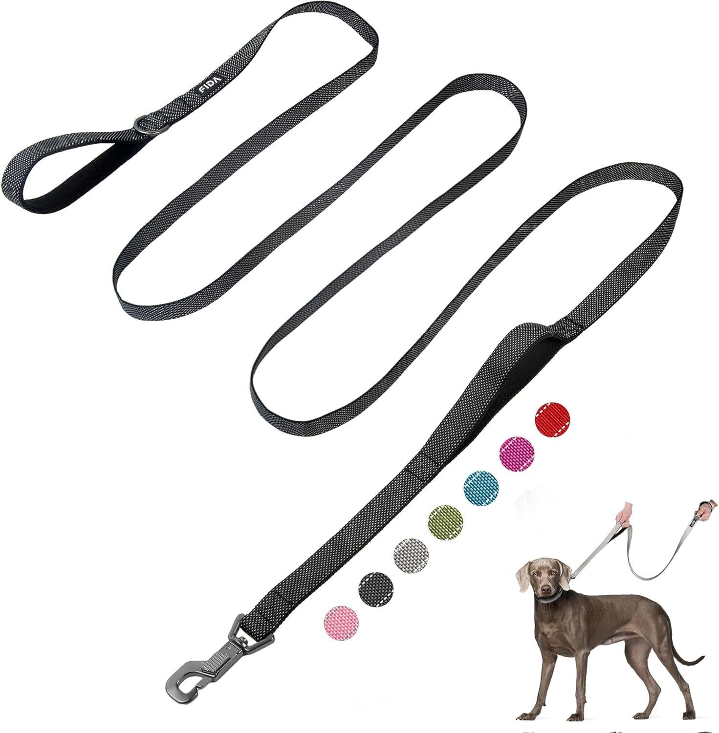 6 FT Heavy Duty Dog Leash with 2 Comfortable Padded Handles