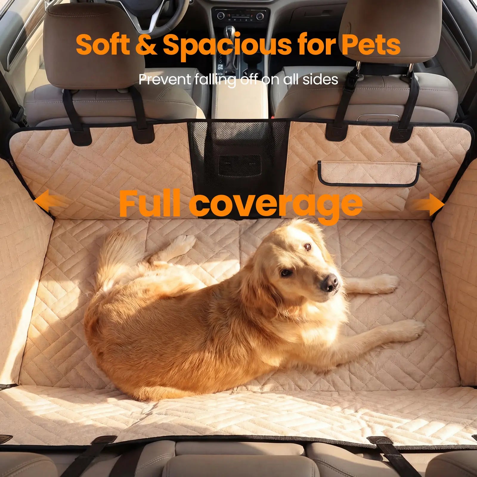 Dog Car Seat Full-Cover Waterproof Back Seat Protector, Foldable