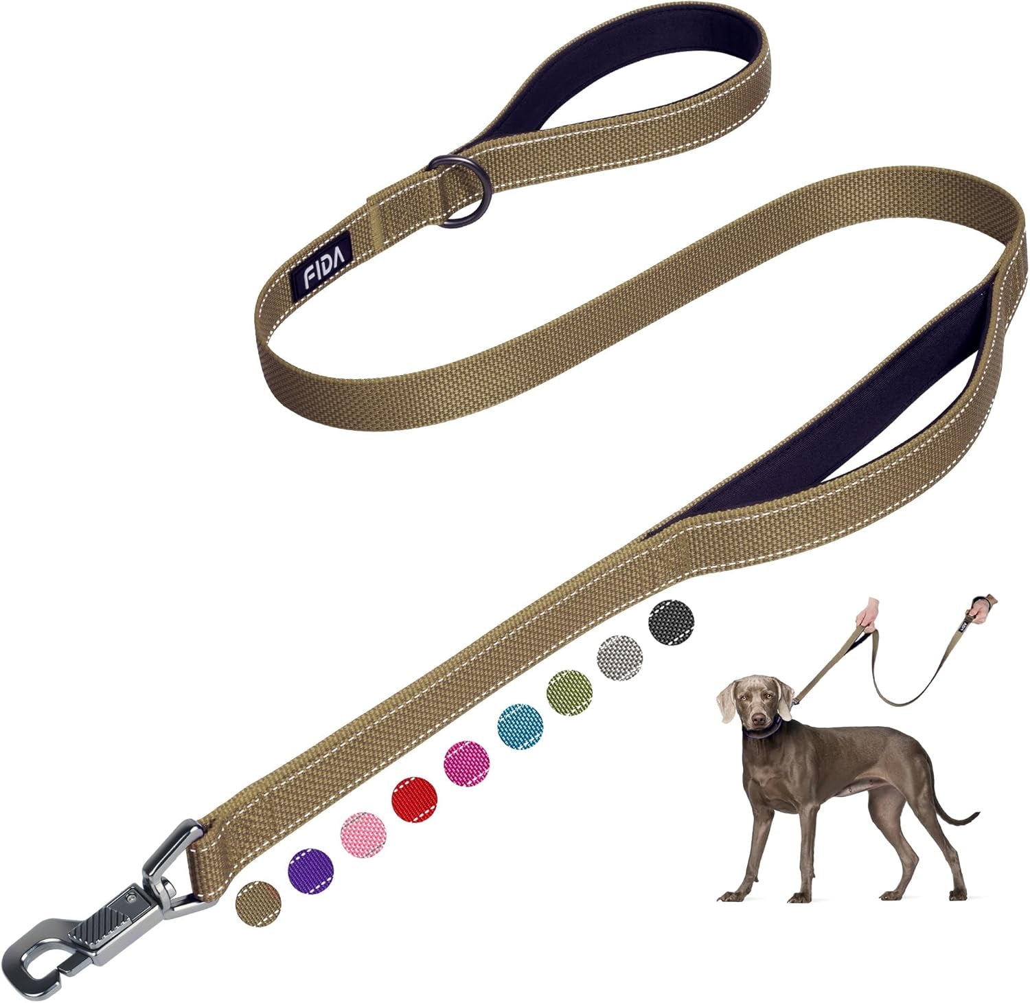 6 FT Heavy Duty Dog Leash with 2 Comfortable Padded Handles