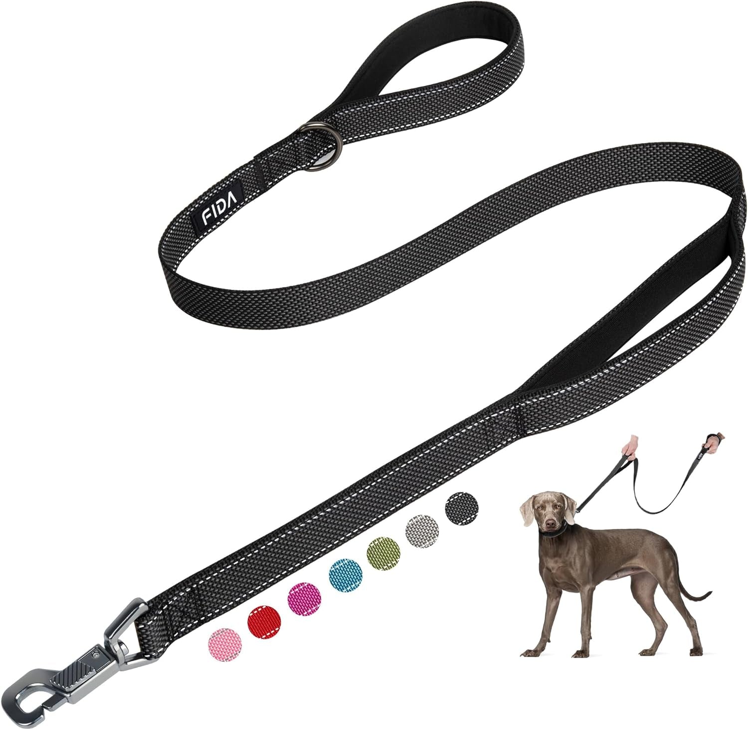 6 FT Heavy Duty Dog Leash with 2 Comfortable Padded Handles