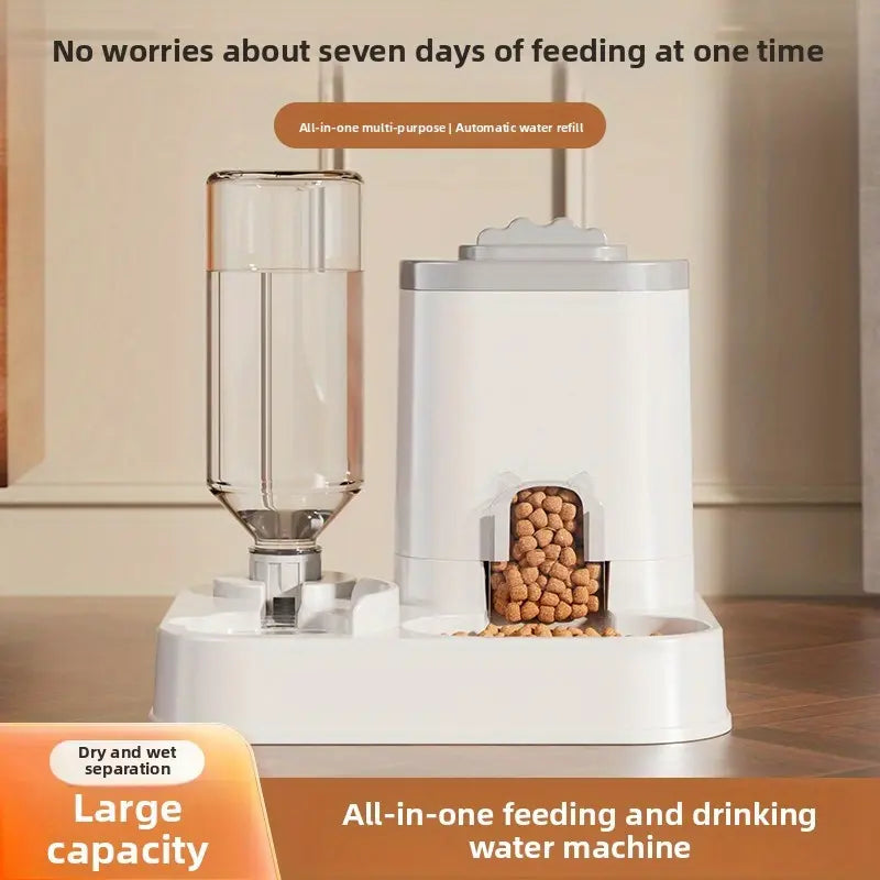 The PureFlow™ 2-in-1 Pet Feeder & Waterer – Gravity-Fed Food Basin & Automatic Dispenser