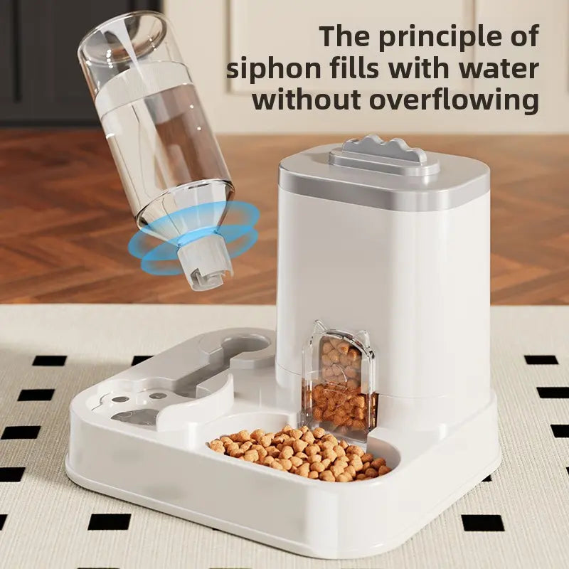 The PureFlow™ 2-in-1 Pet Feeder & Waterer – Gravity-Fed Food Basin & Automatic Dispenser