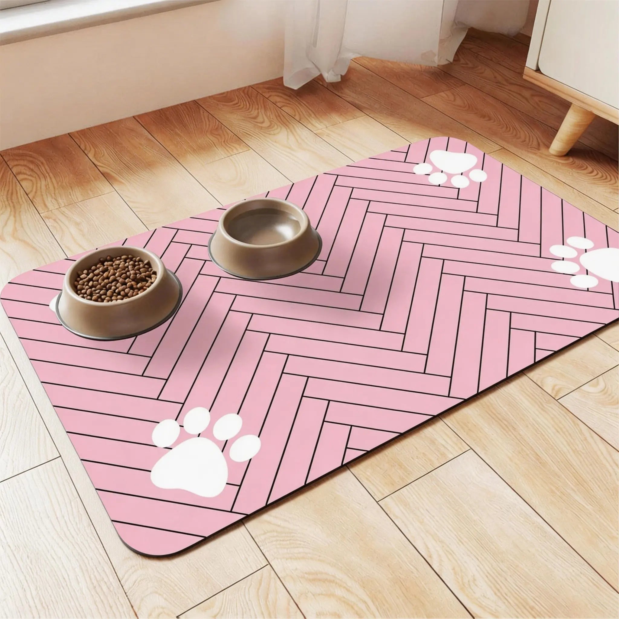 Quick Drying Absorbent Pet Feeding Mat, Non-Slip Rubber