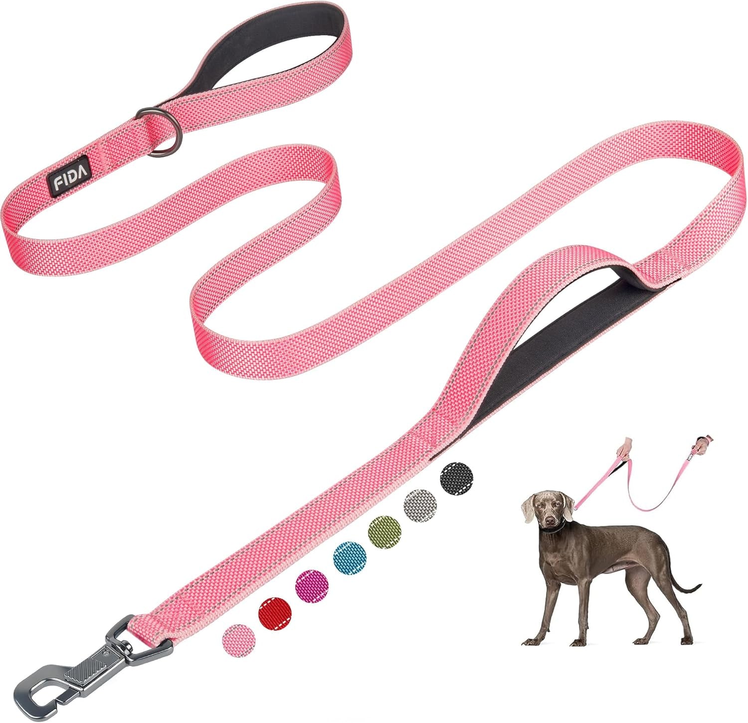 6 FT Heavy Duty Dog Leash with 2 Comfortable Padded Handles