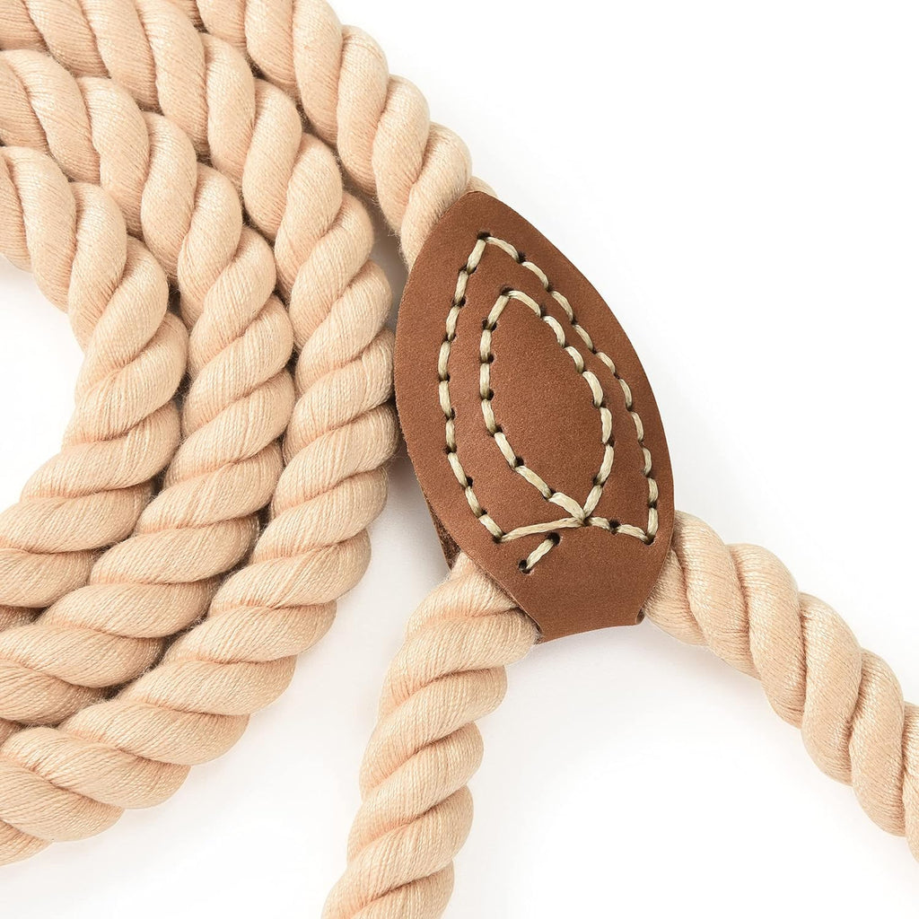 Dog Leash, Braided Cotton Rope Leash with Leather Tip