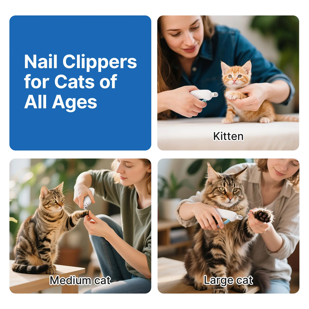 Potaroma 4-in-1 Adjustable Cat Nail Clipper – Safe Anti-Splash Claw Trimmer with Hidden Nail File