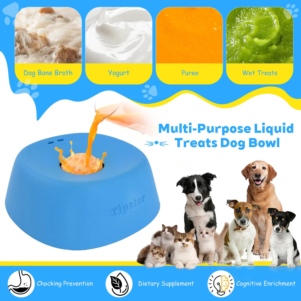 Yipetor OrbitLick™ Slow Feeder Bowl – Interactive Rolling Ball Liquid Lick Mat for Dog Enrichment & Nutrition