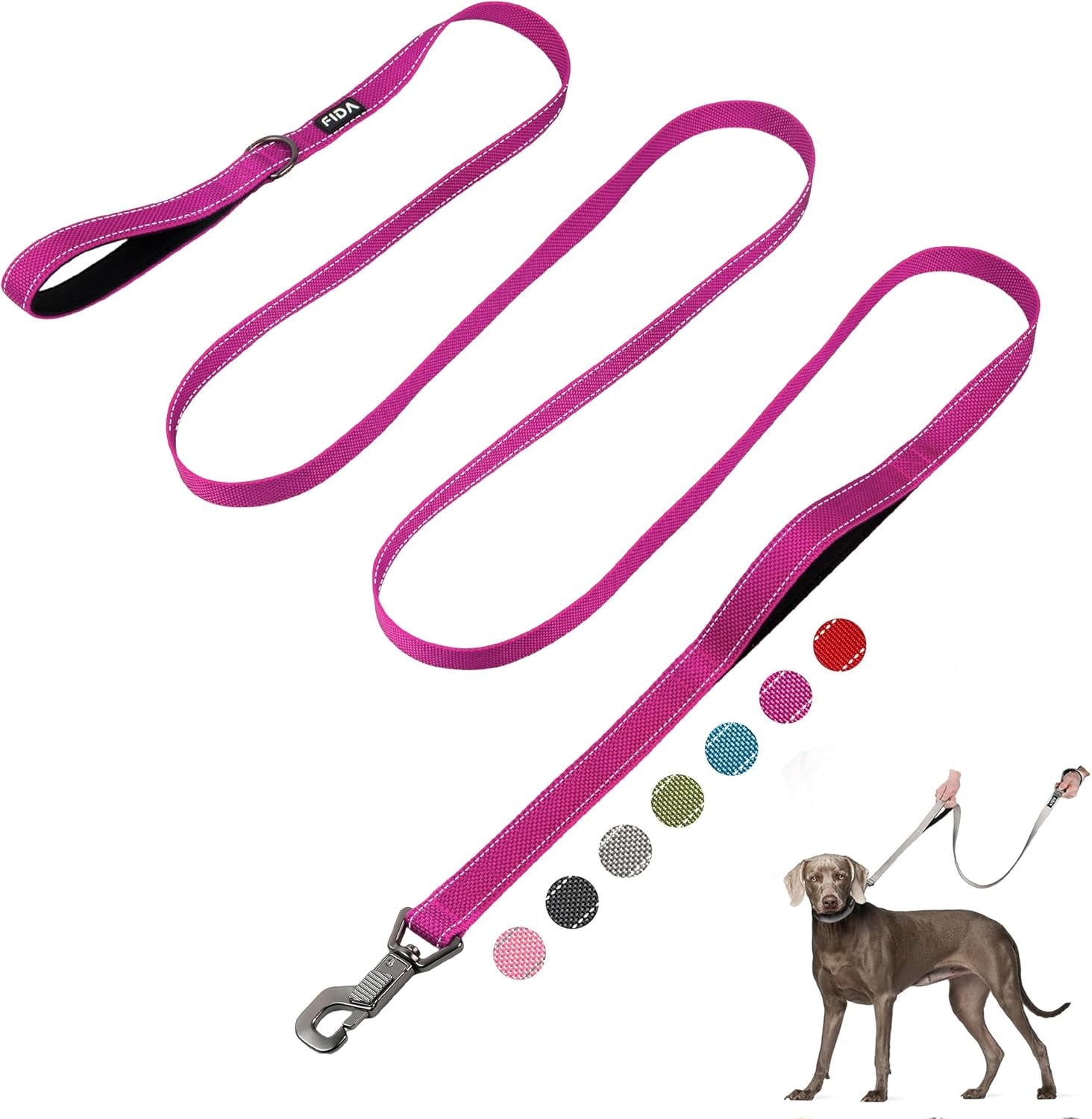 6 FT Heavy Duty Dog Leash with 2 Comfortable Padded Handles