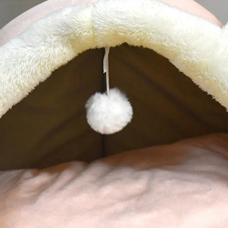 The SnuggleSprout™ Thermal Cat Cave – Ultra-Soft Fleece Pet Bed with Cute Animal Ears