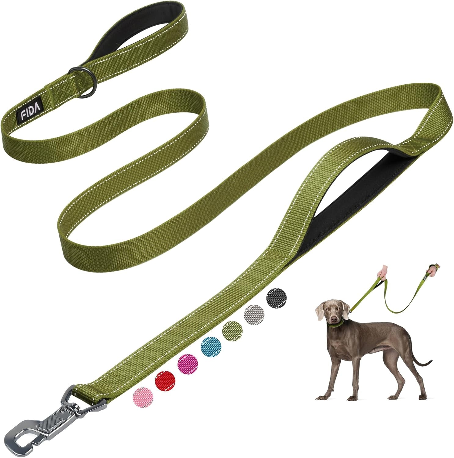 6 FT Heavy Duty Dog Leash with 2 Comfortable Padded Handles