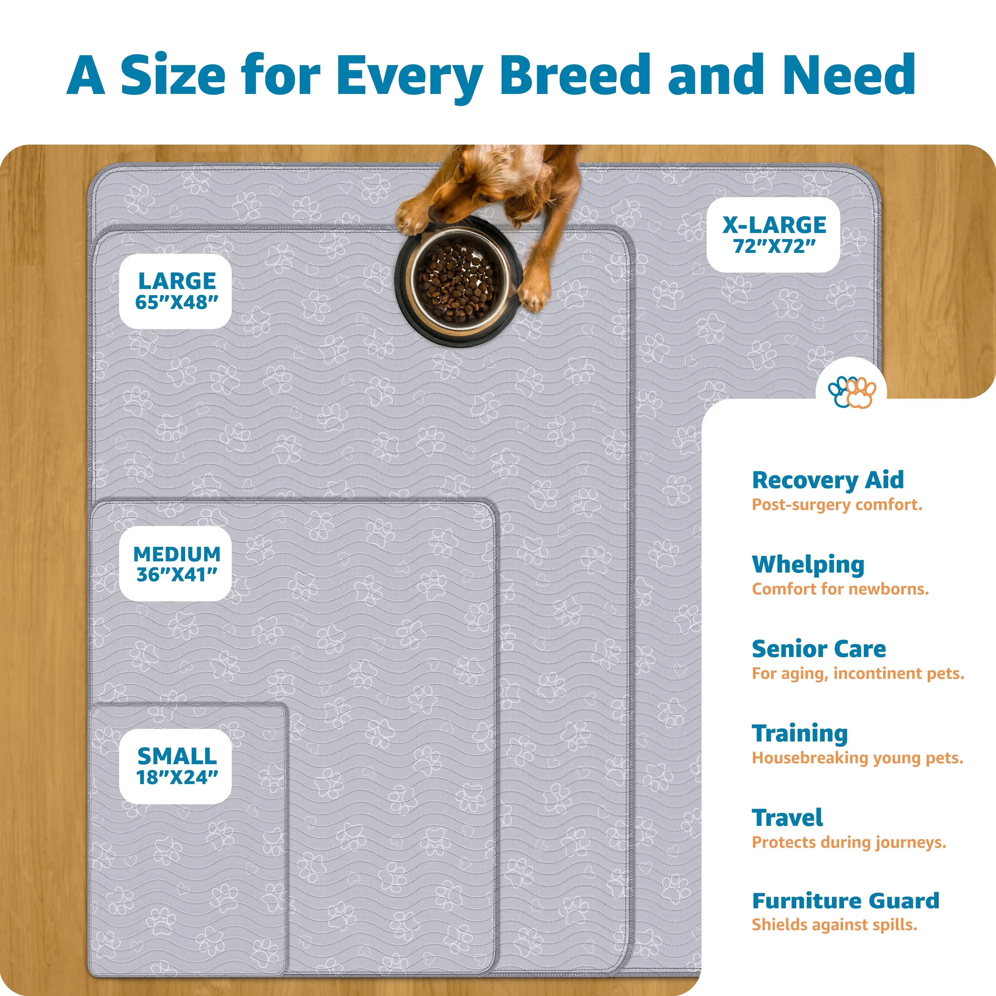 Improvia Reusable Ultra-Absorbent Puppy Pads – Washable Leakproof Dog Training & Whelping Mats