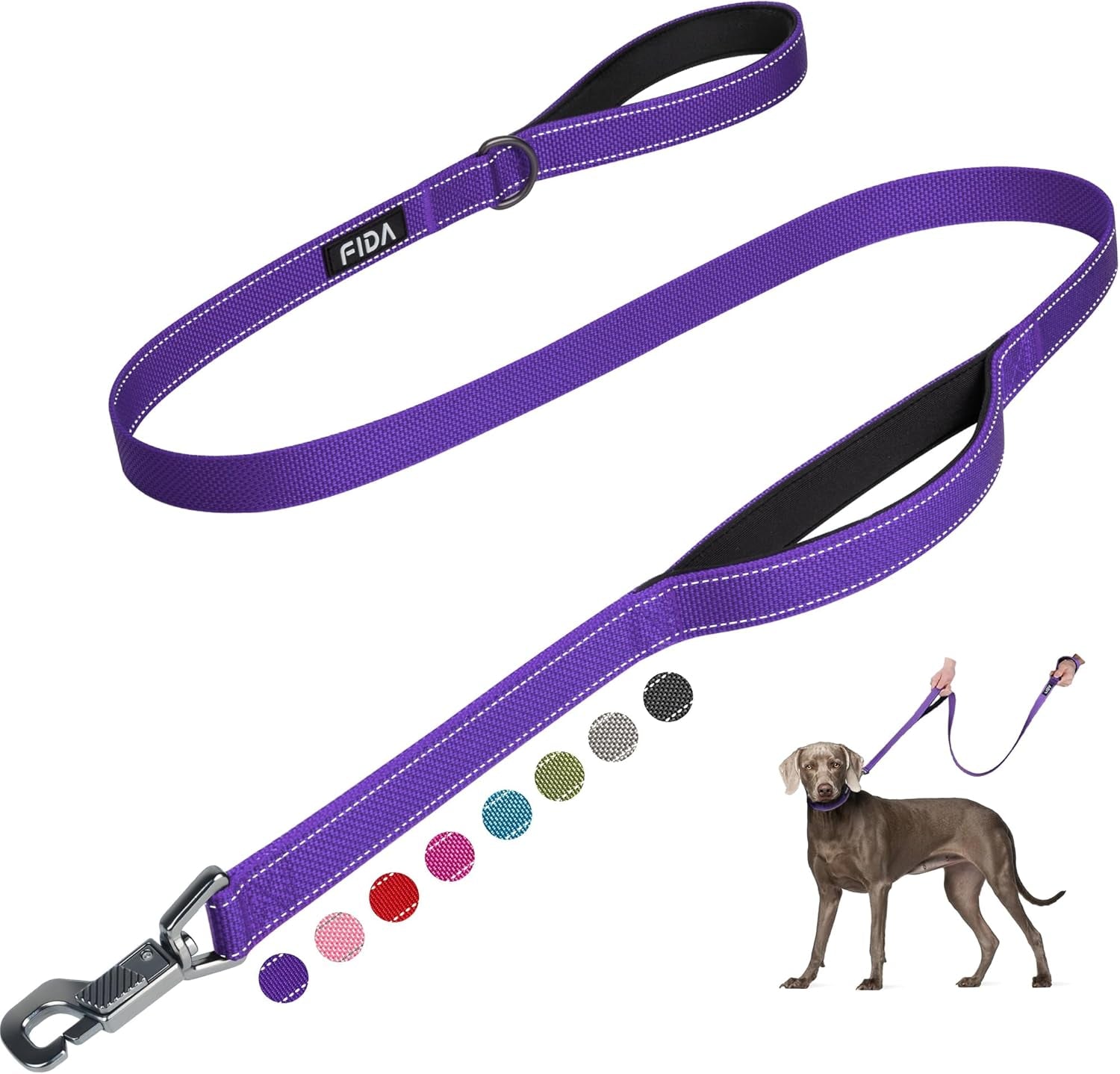 6 FT Heavy Duty Dog Leash with 2 Comfortable Padded Handles