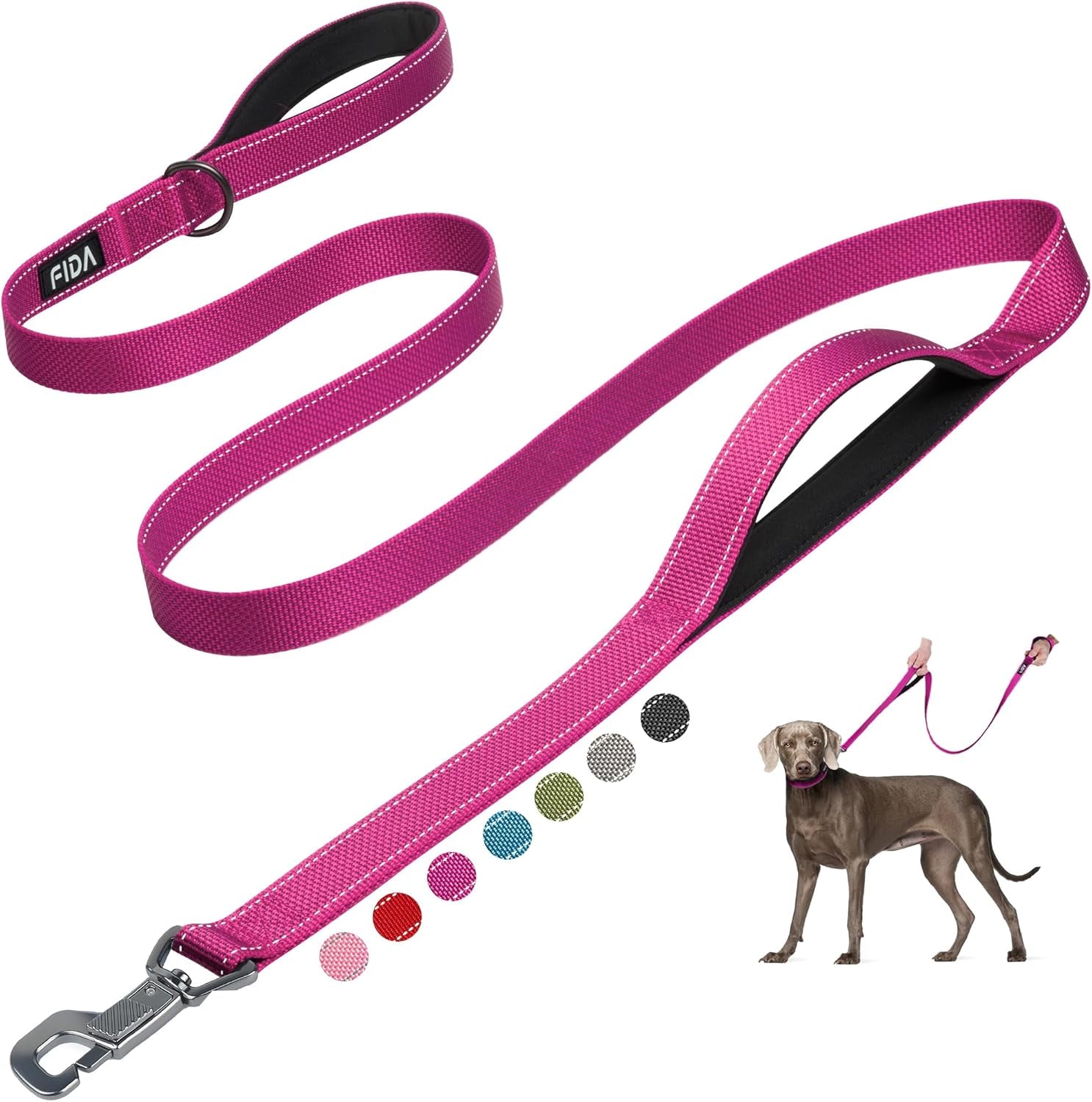 6 FT Heavy Duty Dog Leash with 2 Comfortable Padded Handles