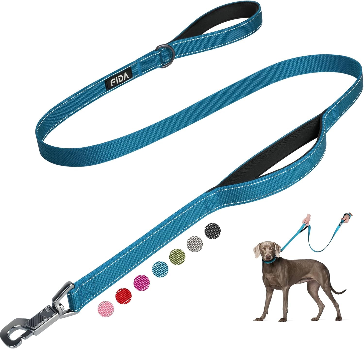6 FT Heavy Duty Dog Leash with 2 Comfortable Padded Handles