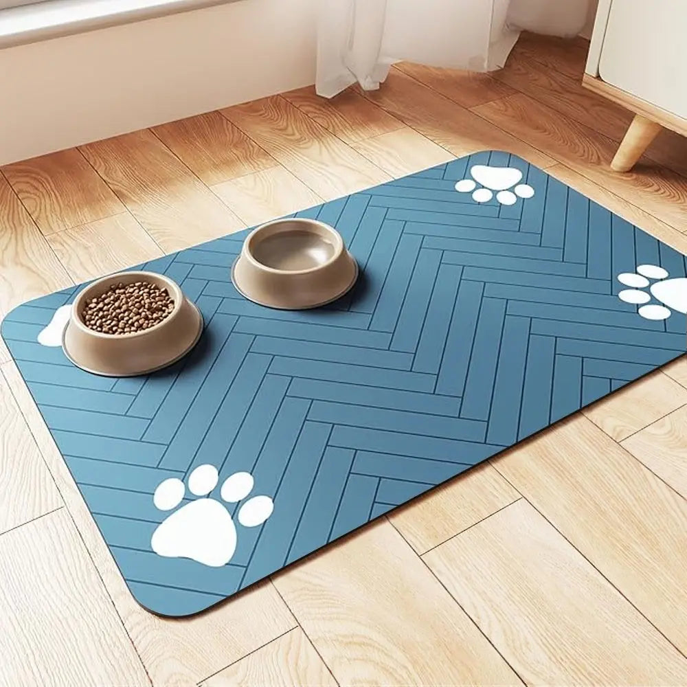Quick Drying Absorbent Pet Feeding Mat, Non-Slip Rubber