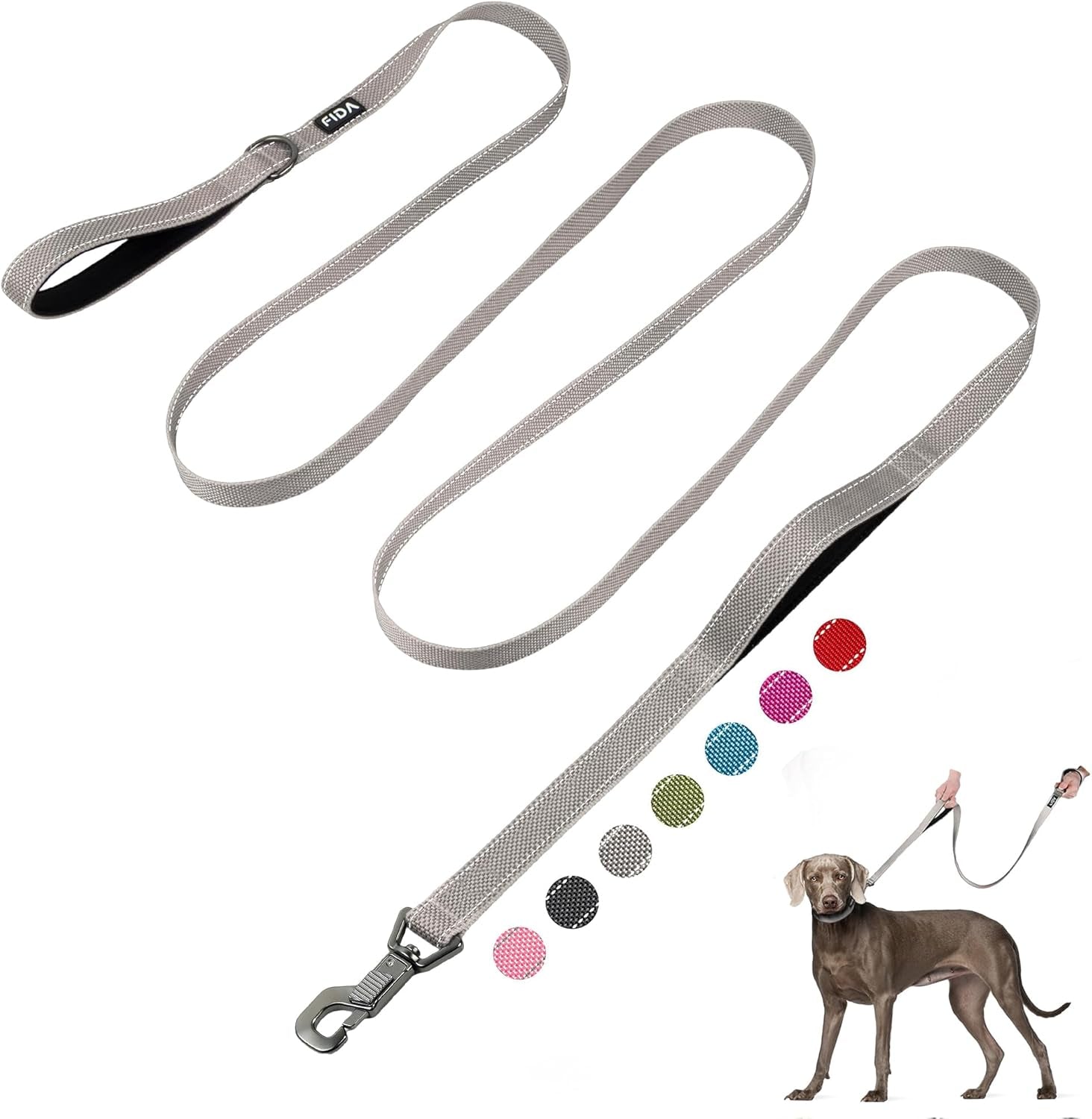 6 FT Heavy Duty Dog Leash with 2 Comfortable Padded Handles