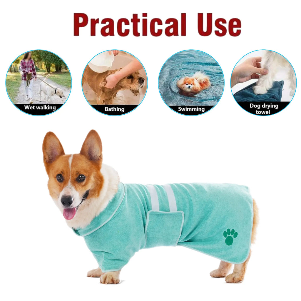 The CozyPaw™ Luxury Embroidered Dog Bathrobe – Super-Absorbent Quick-Dry Pet Dressing Gown