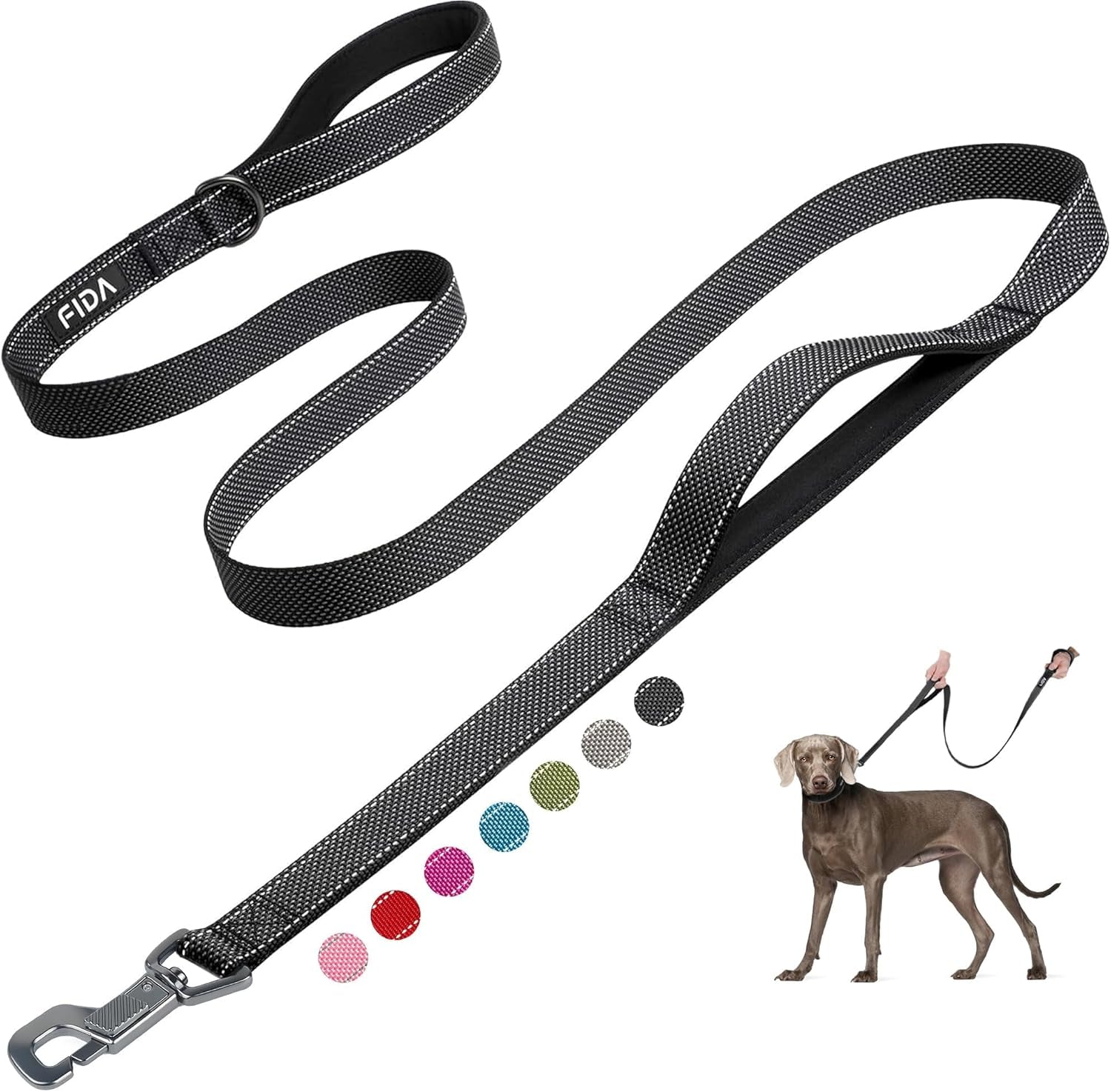 6 FT Heavy Duty Dog Leash with 2 Comfortable Padded Handles