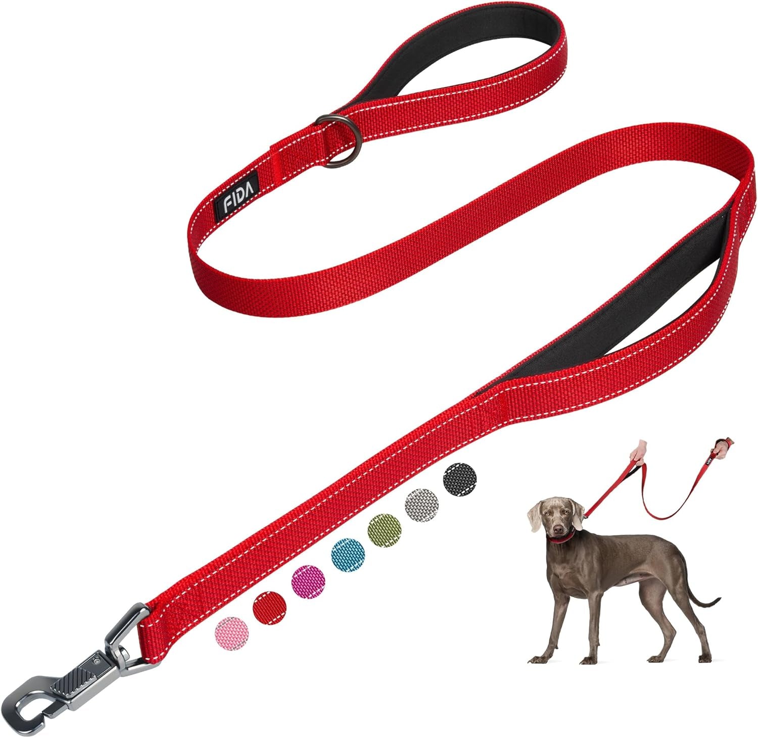 6 FT Heavy Duty Dog Leash with 2 Comfortable Padded Handles