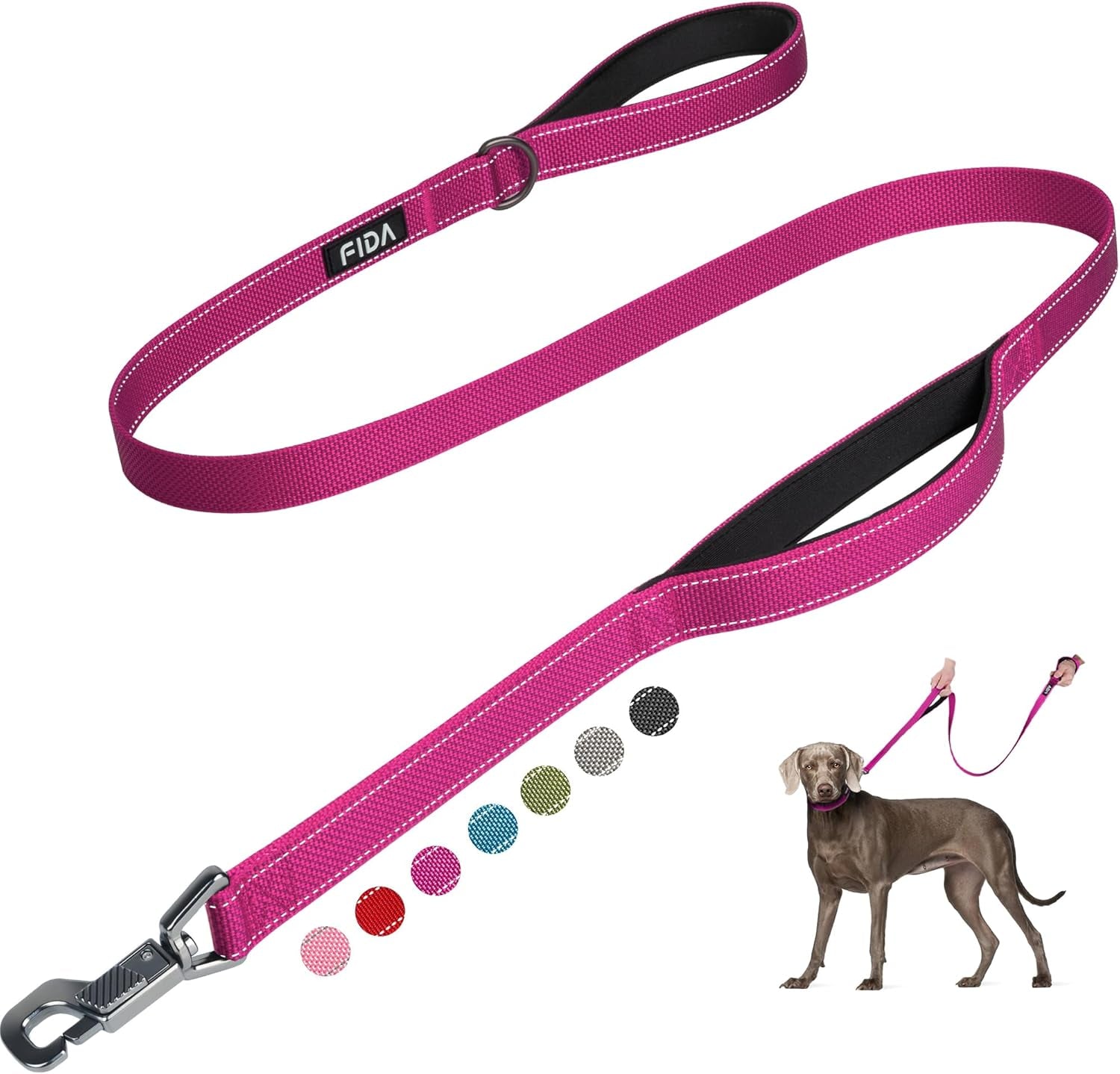 6 FT Heavy Duty Dog Leash with 2 Comfortable Padded Handles