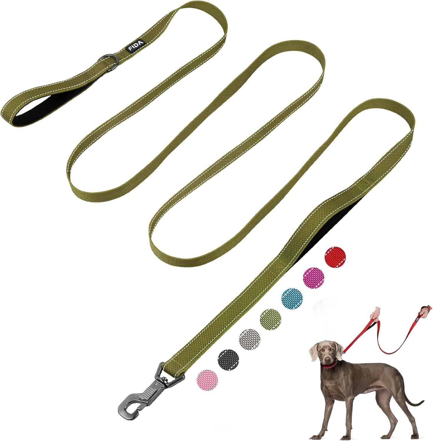 6 FT Heavy Duty Dog Leash with 2 Comfortable Padded Handles