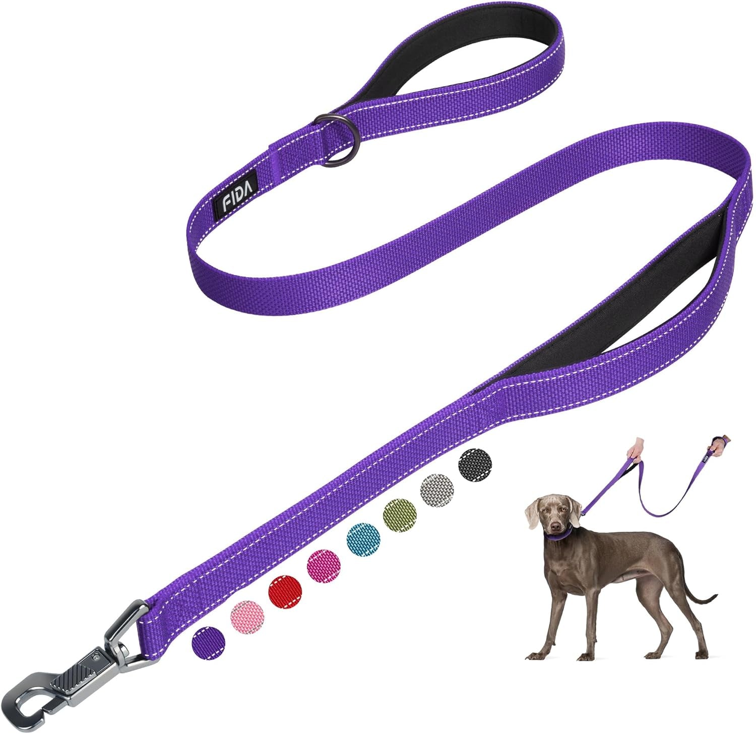 6 FT Heavy Duty Dog Leash with 2 Comfortable Padded Handles
