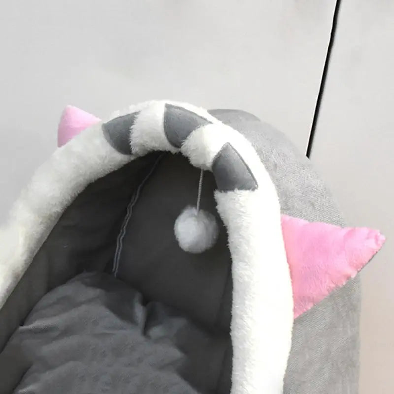 The SnuggleSprout™ Thermal Cat Cave – Ultra-Soft Fleece Pet Bed with Cute Animal Ears