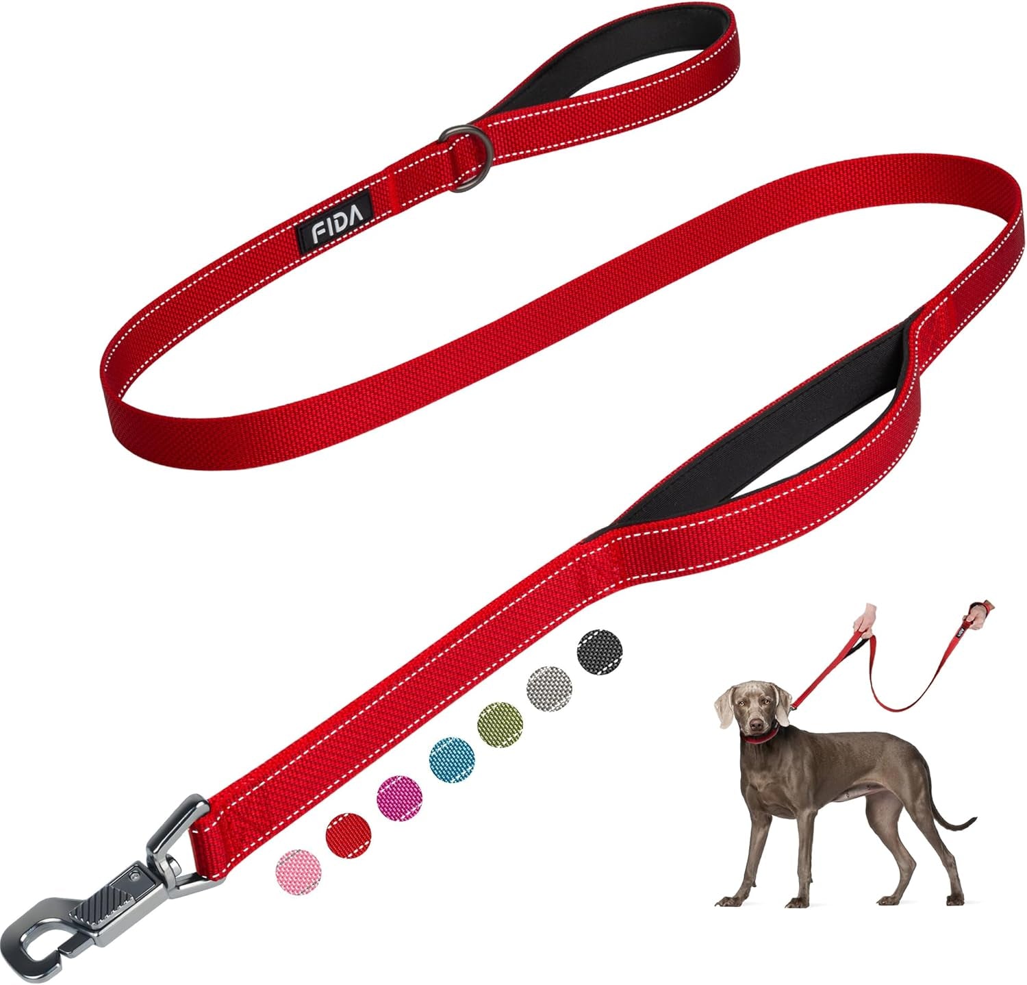 6 FT Heavy Duty Dog Leash with 2 Comfortable Padded Handles