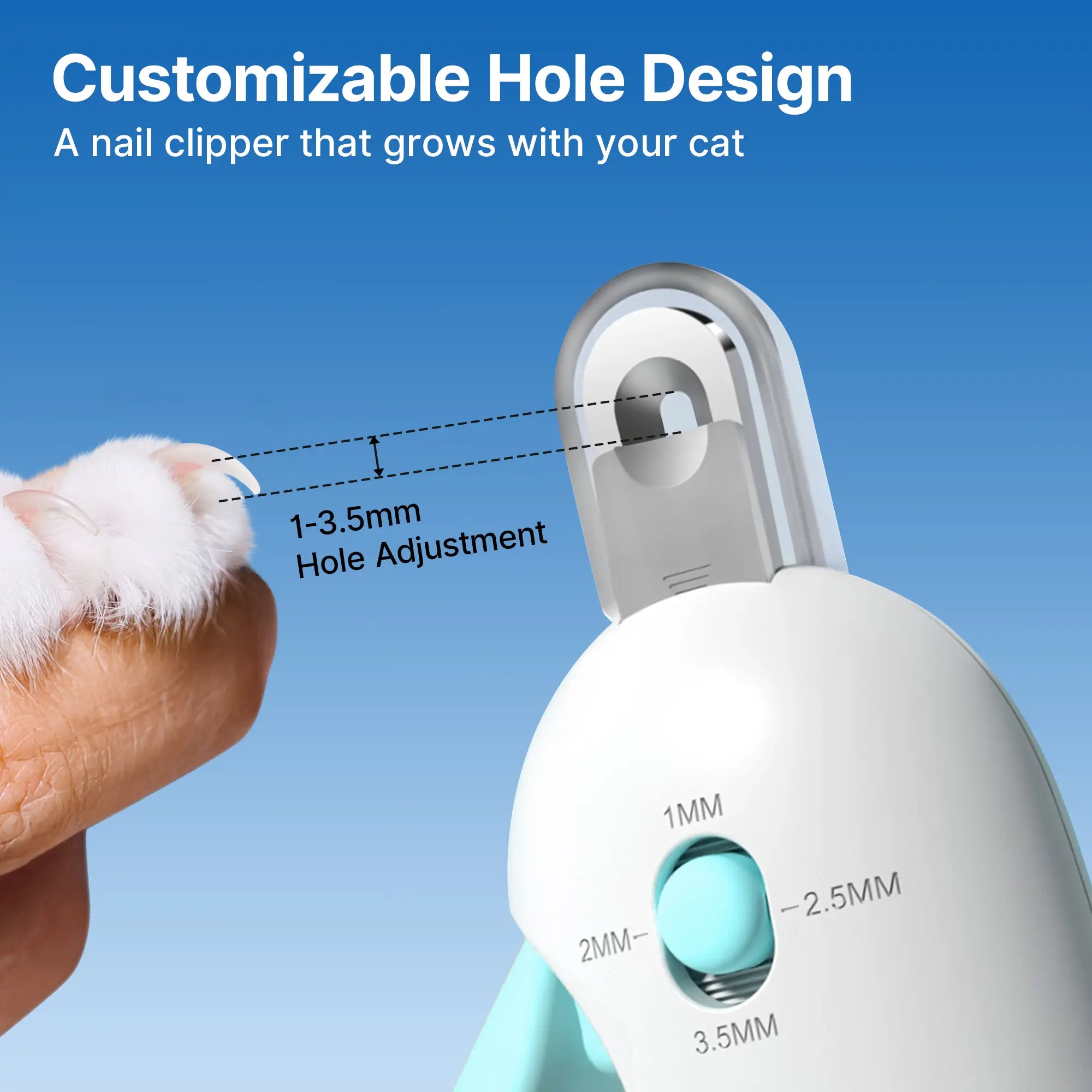 Potaroma 4-in-1 Adjustable Cat Nail Clipper – Safe Anti-Splash Claw Trimmer with Hidden Nail File