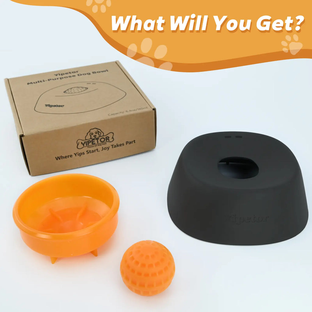 Yipetor OrbitLick™ Slow Feeder Bowl – Interactive Rolling Ball Liquid Lick Mat for Dog Enrichment & Nutrition