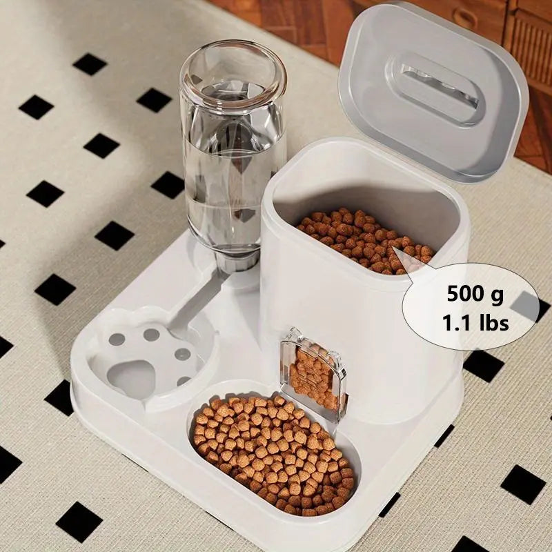 The PureFlow™ 2-in-1 Pet Feeder & Waterer – Gravity-Fed Food Basin & Automatic Dispenser