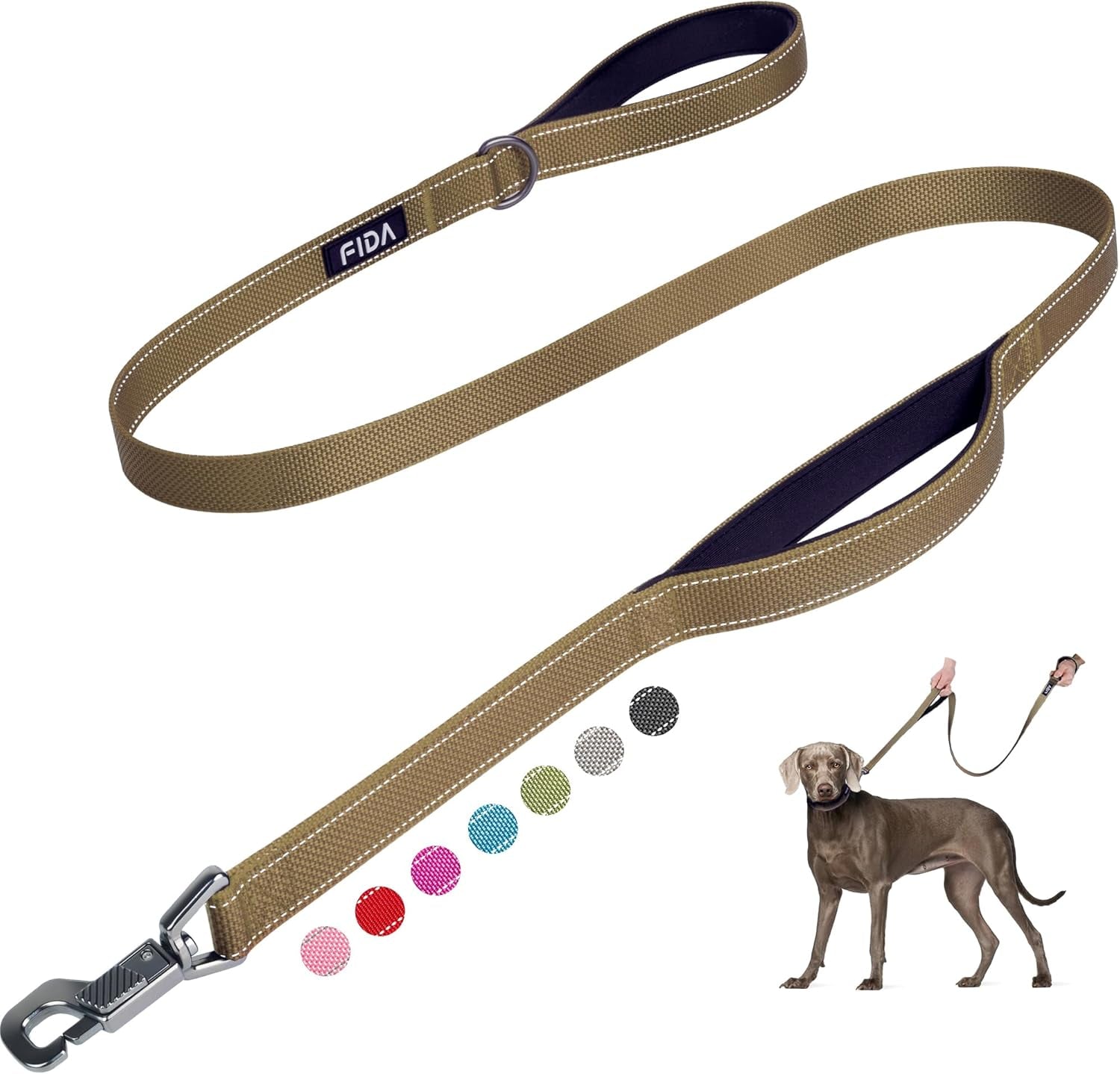 6 FT Heavy Duty Dog Leash with 2 Comfortable Padded Handles