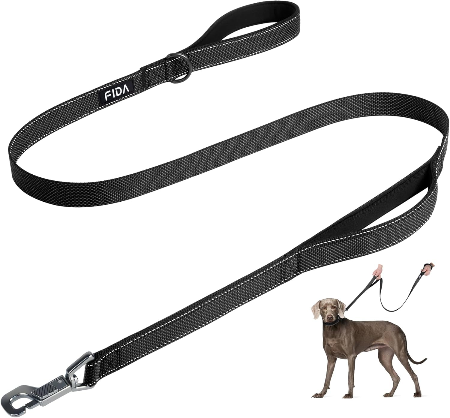 6 FT Heavy Duty Dog Leash with 2 Comfortable Padded Handles