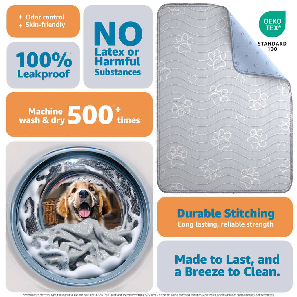 Improvia Reusable Ultra-Absorbent Puppy Pads – Washable Leakproof Dog Training & Whelping Mats