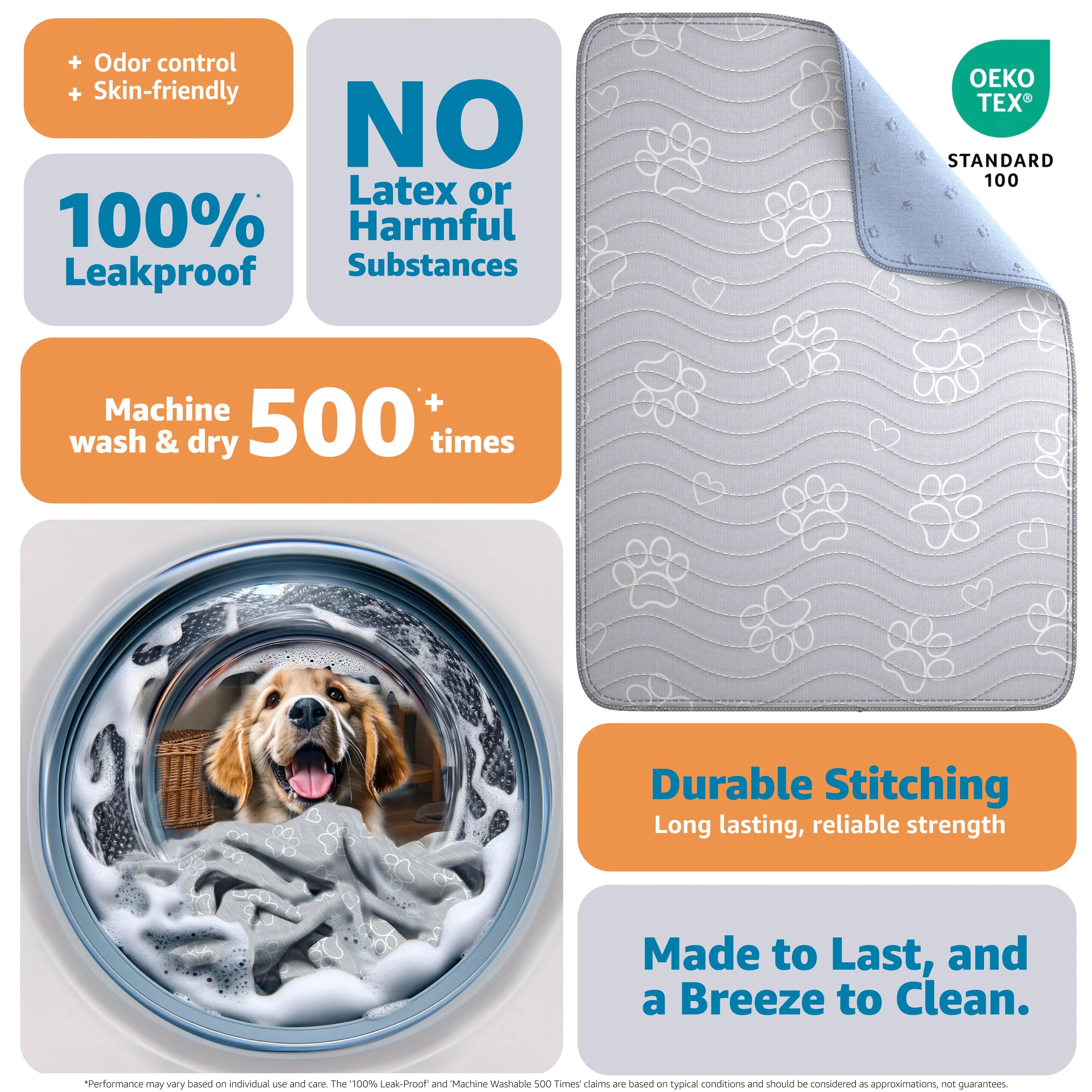 Improvia Reusable Ultra-Absorbent Puppy Pads – Washable Leakproof Dog Training & Whelping Mats