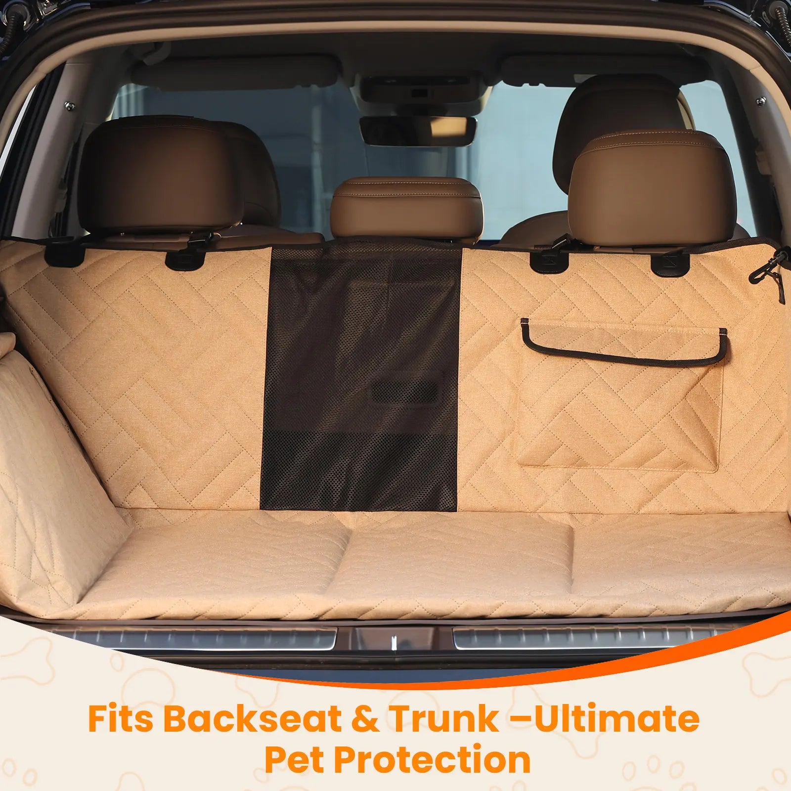 Dog Car Seat Full-Cover Waterproof Back Seat Protector, Foldable