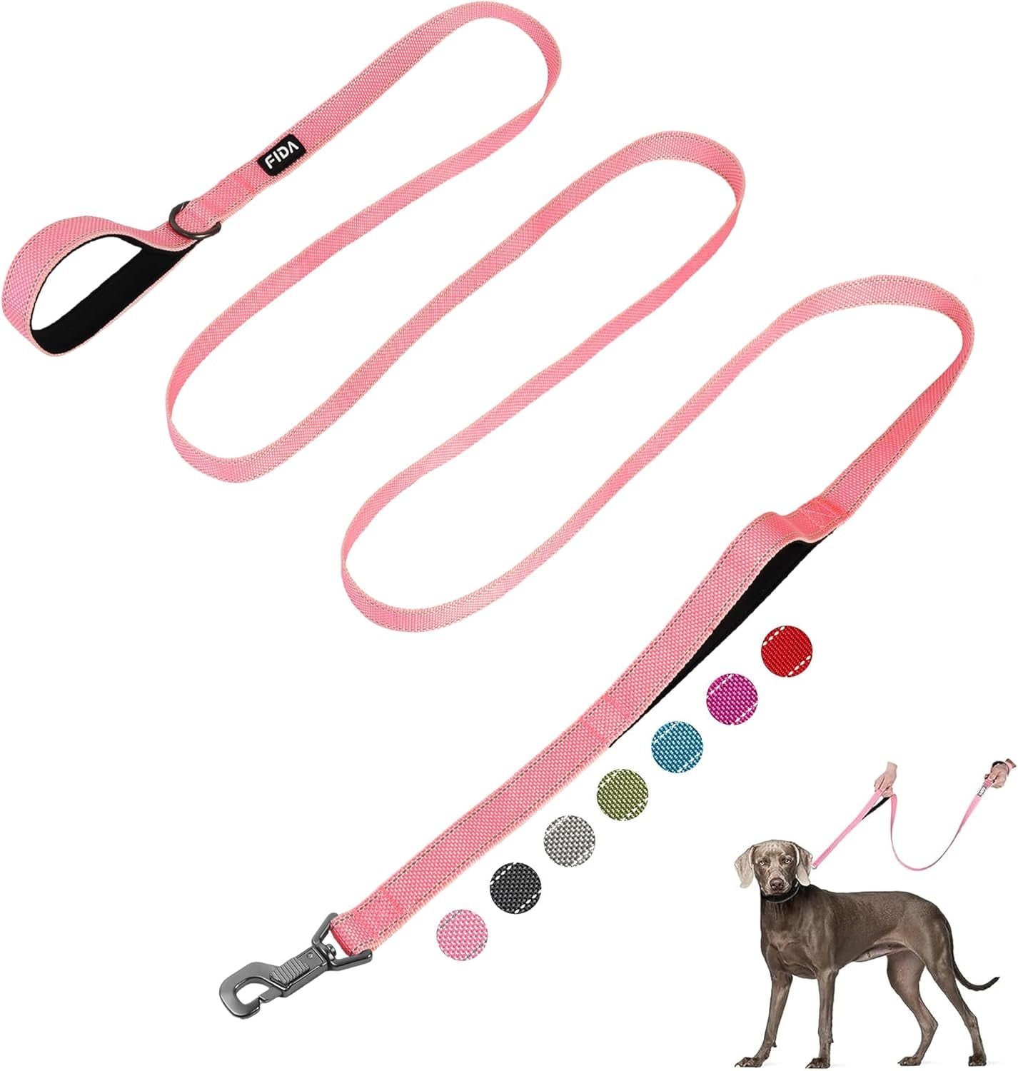 6 FT Heavy Duty Dog Leash with 2 Comfortable Padded Handles