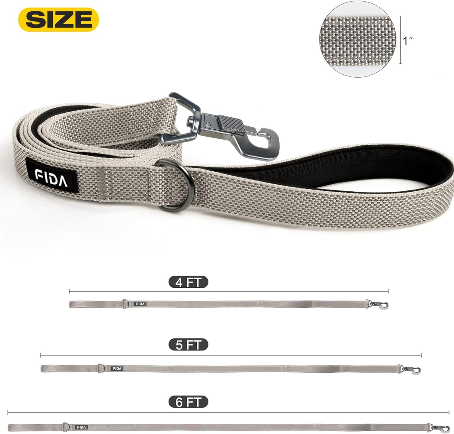 6 FT Heavy Duty Dog Leash with 2 Comfortable Padded Handles