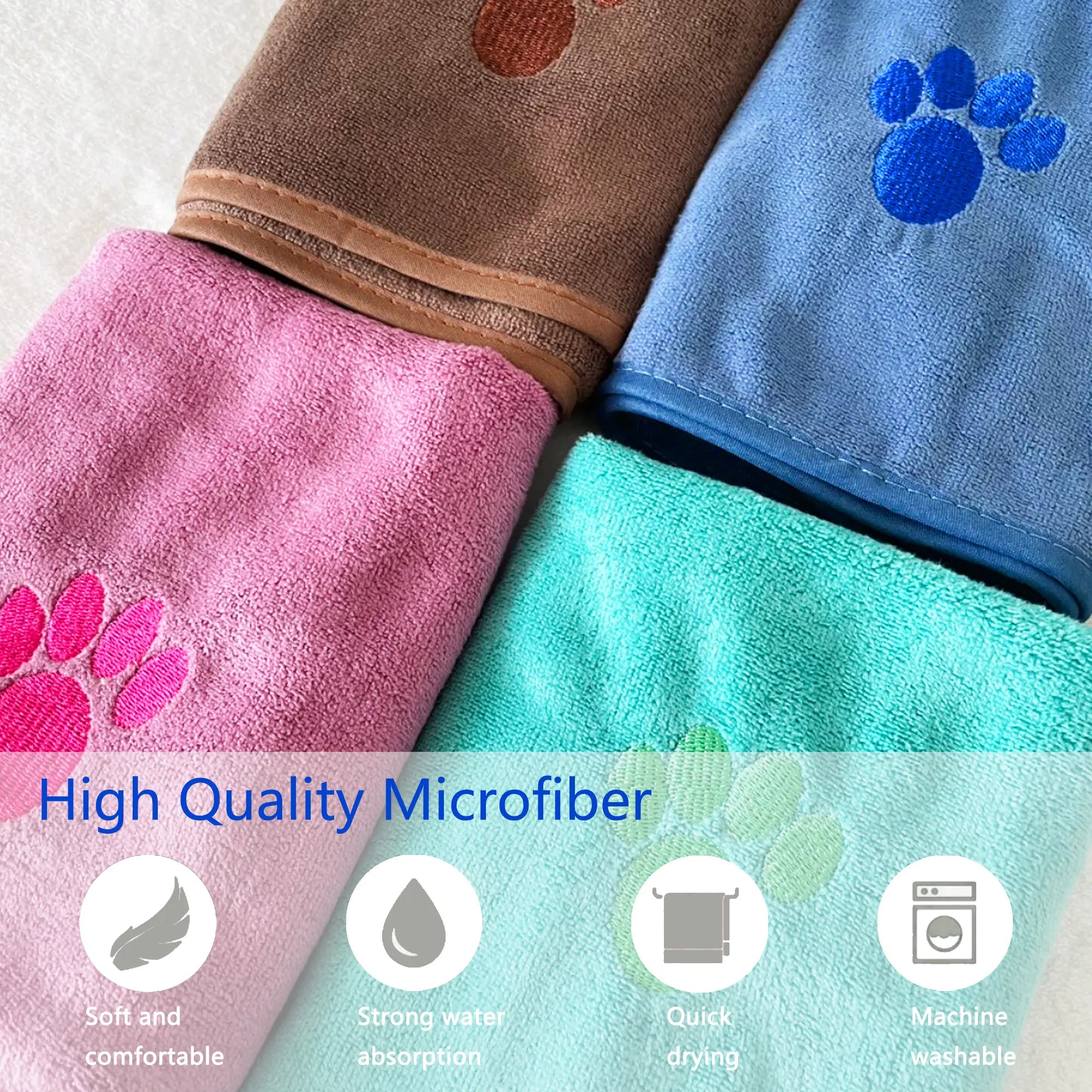 The CozyPaw™ Luxury Embroidered Dog Bathrobe – Super-Absorbent Quick-Dry Pet Dressing Gown