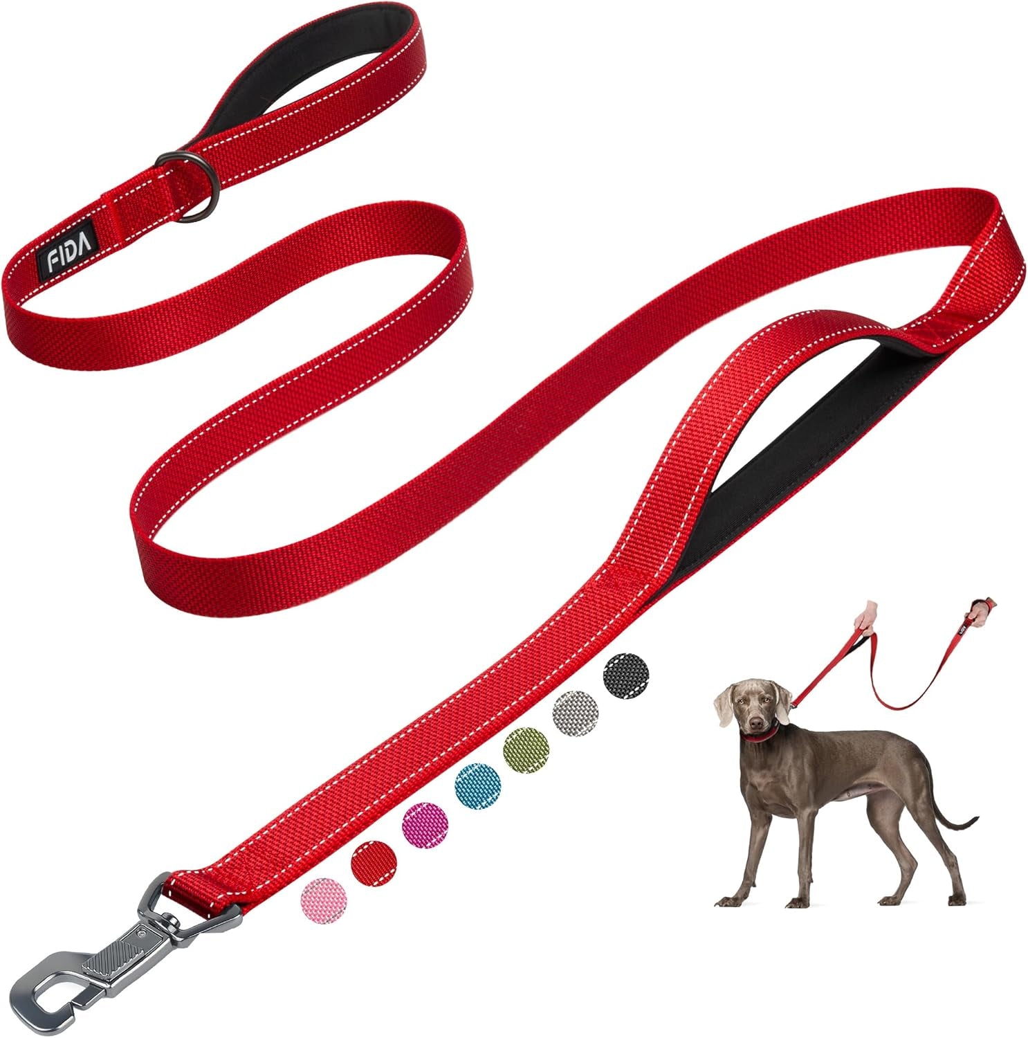 6 FT Heavy Duty Dog Leash with 2 Comfortable Padded Handles
