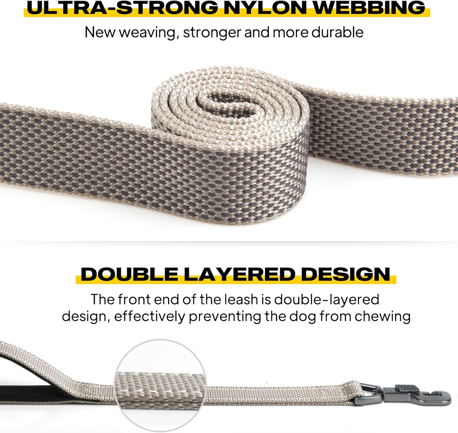 6 FT Heavy Duty Dog Leash with 2 Comfortable Padded Handles