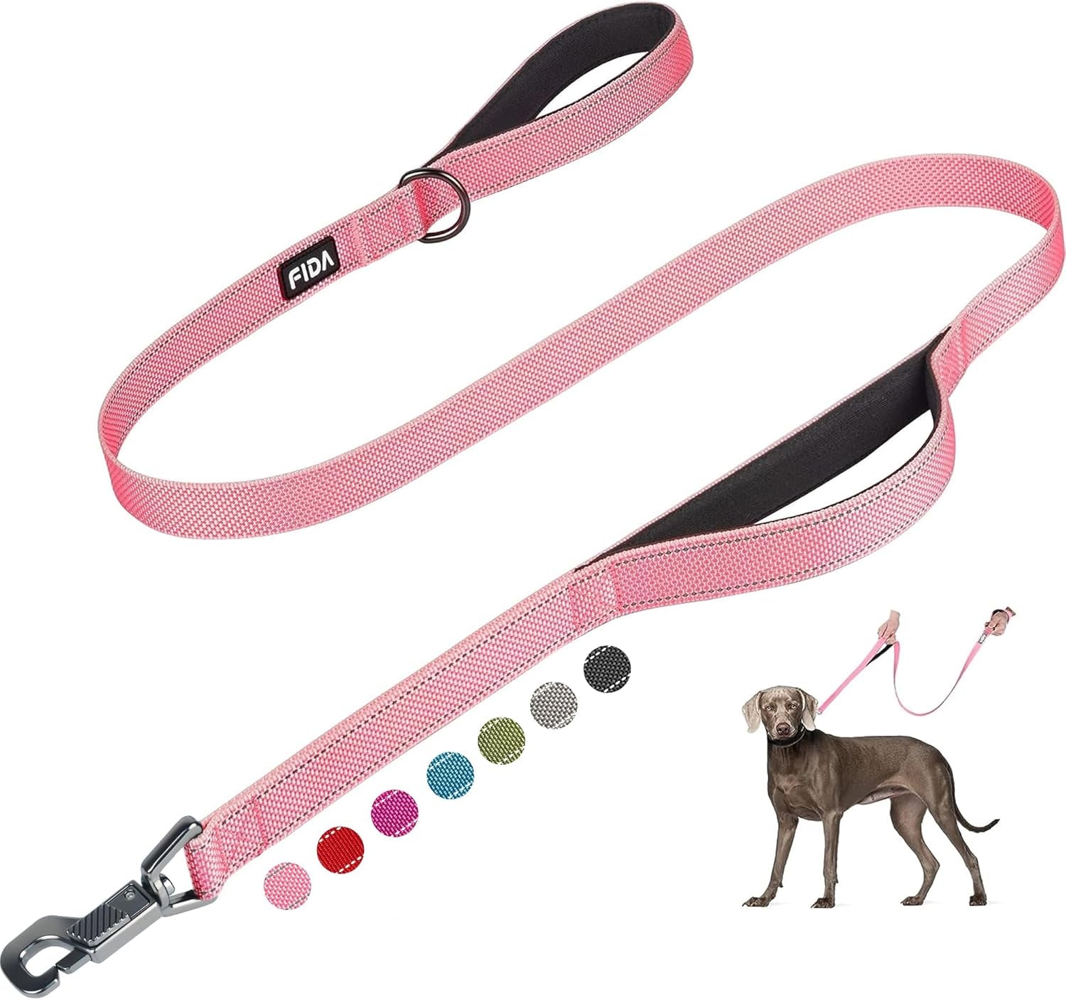 6 FT Heavy Duty Dog Leash with 2 Comfortable Padded Handles