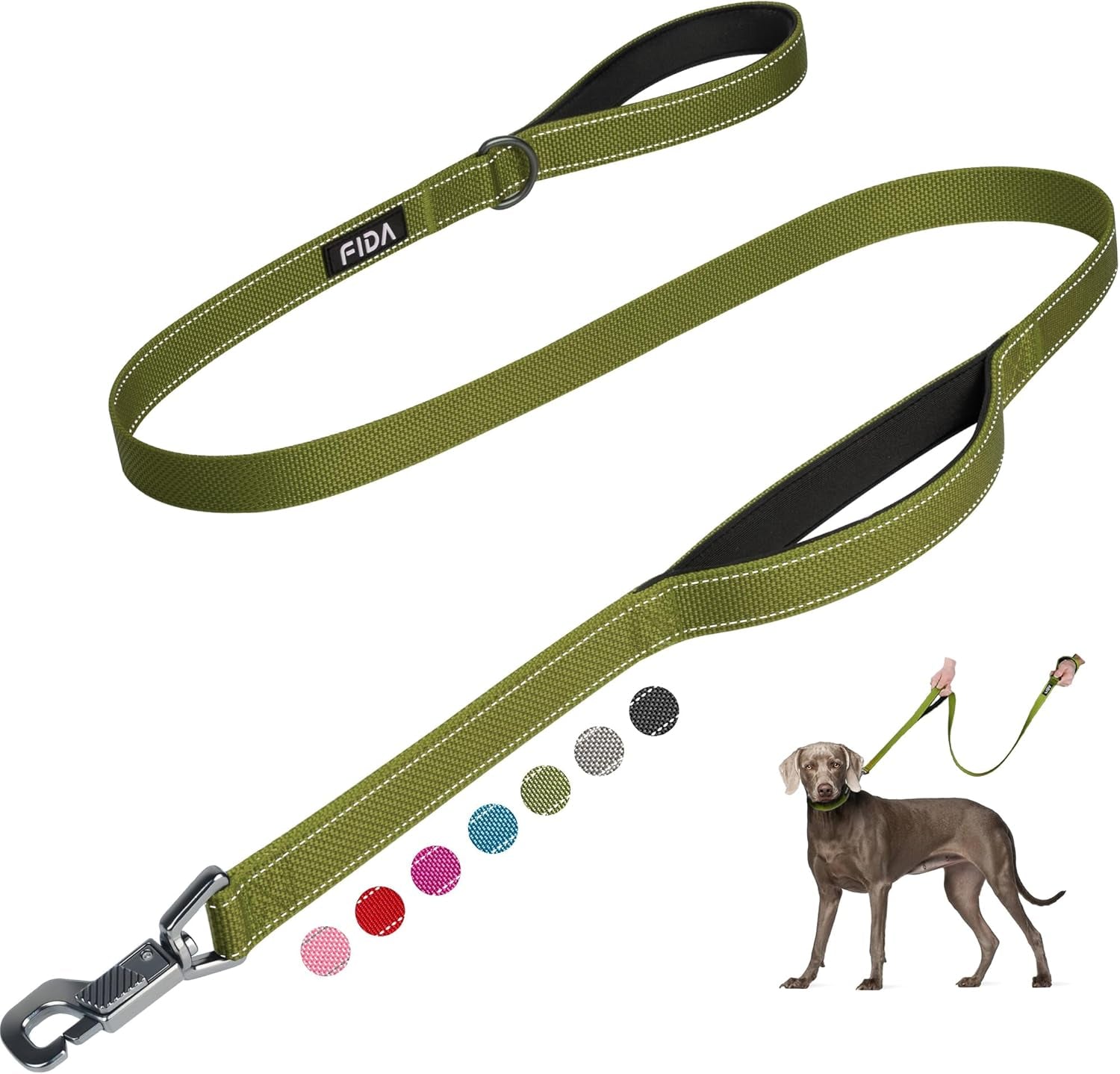 6 FT Heavy Duty Dog Leash with 2 Comfortable Padded Handles