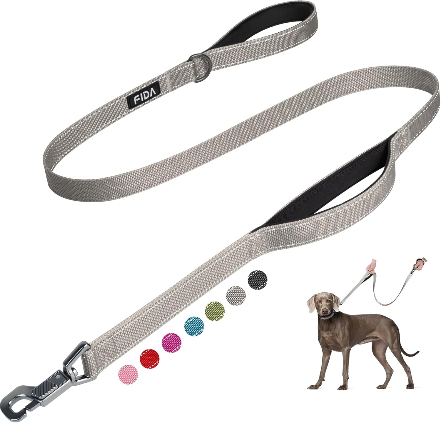 6 FT Heavy Duty Dog Leash with 2 Comfortable Padded Handles