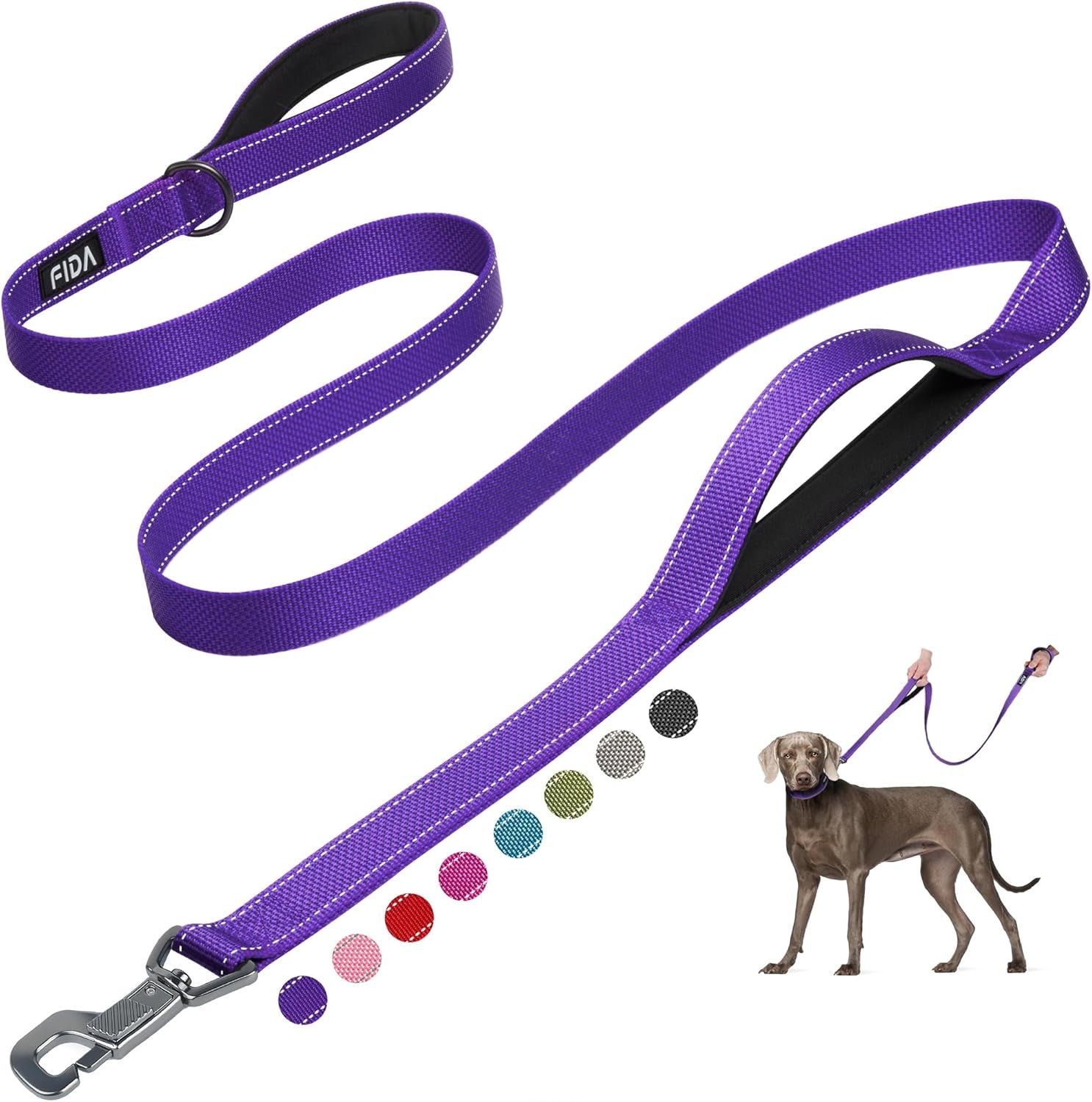 6 FT Heavy Duty Dog Leash with 2 Comfortable Padded Handles